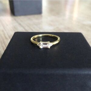Emerald Cut Baguette Diamond Stackable Gold Plated Ring